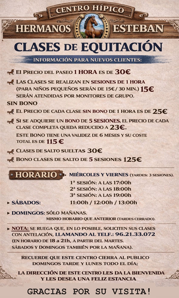Clases de Equitaci&oacute;n Centro H&iacute;pico Hermanos Esteban